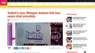 
                            10. Twitch's new Whisper feature lets two users chat privately - TNW