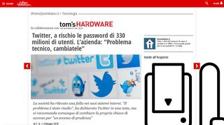 
                            13. Twitter, a rischio le password di 330 milioni di utenti. L'azienda ...