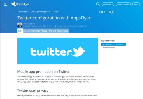 
                            7. Twitter Configuration – Help Center - AppsFlyer support