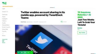 
                            12. Twitter enables account sharing in its mobile app, powered by ...