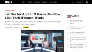 
                            13. Twitter for Apple TV Users Can Now Link Their iPhones, iPads – Adweek