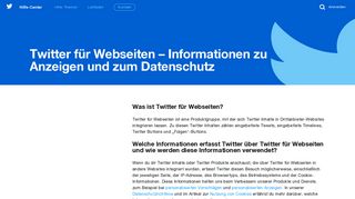 
                            4. Twitter für Webseiten – Informationen zu Anzeigen und zum Datenschutz