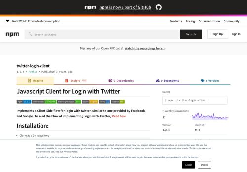 
                            9. twitter-login-client - npm