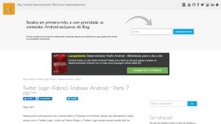 
                            7. Twitter Login (Fabric), Firebase Android - Parte 7 - Thiengo [Calopsita]
