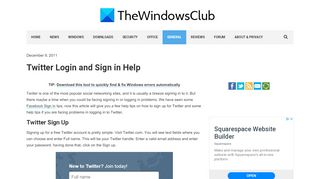 
                            6. Twitter Login: Sign Up and Sign in problems tips - The Windows Club