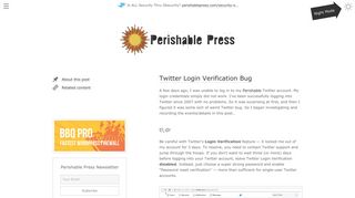 
                            6. Twitter Login Verification Bug | Perishable Press