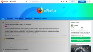 
                            10. Twitter, pinterest login pages do not work : firefox - Reddit