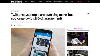 
                            7. Twitter says people are tweeting more, but not longer, with 280 ...