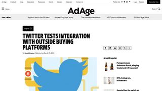 
                            11. Twitter Tests Integration With Outside Ad Tech | Digital - Ad Age