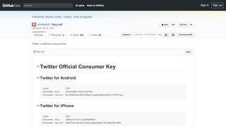 
                            9. Twitter (un)official Consumer Key · GitHub