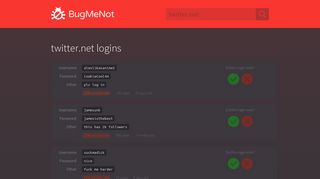 
                            1. twitter.net passwords - BugMeNot