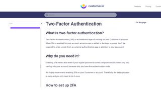
                            5. Two-Factor Authentication | Customer.io