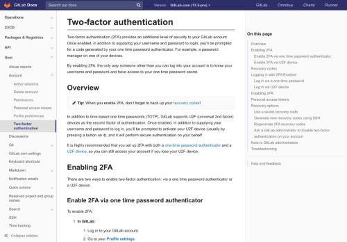 
                            12. Two-Factor Authentication | GitLab