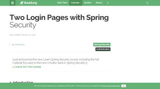 
                            1. Two Login Pages with Spring Security | Baeldung