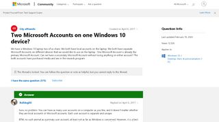 
                            1. Two Microsoft Accounts on one Windows 10 device? - Microsoft Community