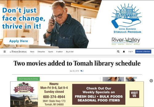 
                            13. Two movies added to Tomah library schedule | Tomah Journal ...