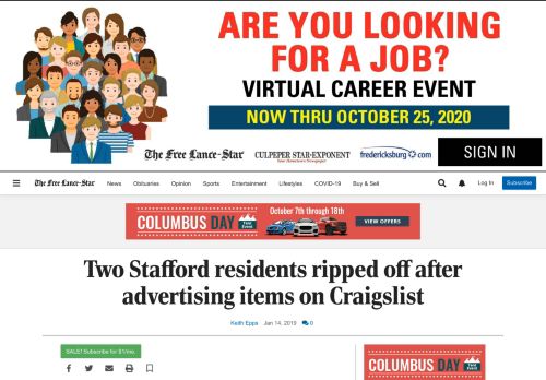 
                            8. Two Stafford residents ripped off after advertising items on ...