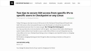 
                            11. Two tips to secure SSH access from specific IPs to specific users in ...