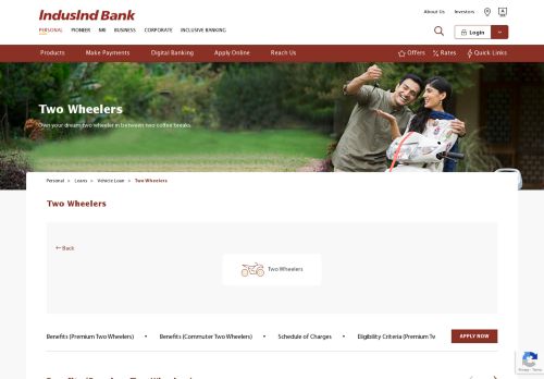 
                            2. Two Wheeler Loan - IndusInd Bank