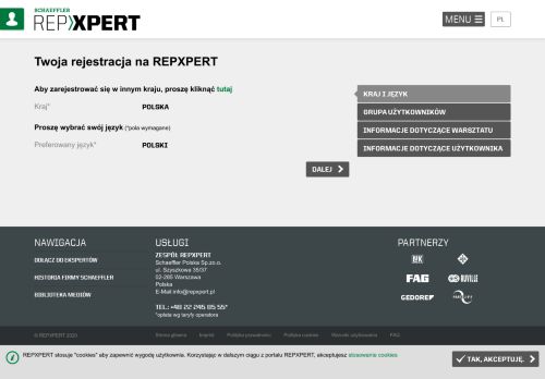 
                            3. Twoja rejestracja na REPXPERT - Kraj i Język