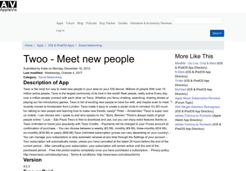 
                            7. Twoo - Meet new people | AppleVis