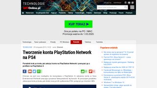 
                            13. Tworzenie konta PlayStation Network na PS4 | GRYOnline.pl