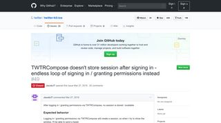 
                            8. TWTRCompose doesn't store session after signing in - endless loop of ...