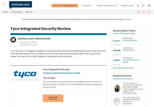 
                            9. Tyco Integrated Security Review 2018 | Access Control System Reviews