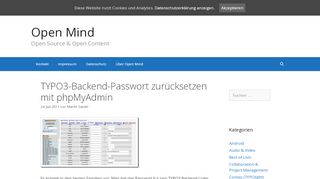 
                            4. TYPO3-Backend-Passwort zurücksetzen mit phpMyAdmin - Open Mind