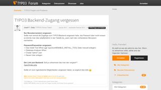 
                            8. TYPO3 Backend-Zugang vergessen — TYPO3 Forum