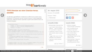 
                            5. TYPO3 Benutzer aus einer Extension heraus anmelden :: blog.bartlweb