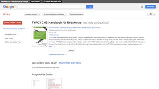 
                            13. TYPO3 CMS Handbuch für Redakteure: Web-Inhalte optimal aufbereiten - Google Books-Ergebnisseite