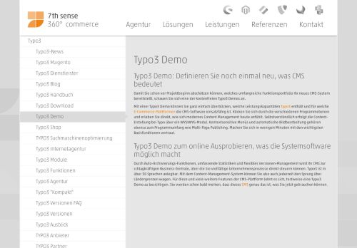 
                            7. Typo3 Demo: Testen Sie Typo3 mit einer kostenlosen Demo | 7thSENSE