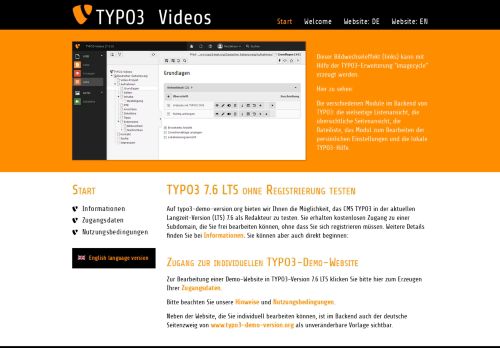 
                            2. TYPO3-Demo-Version