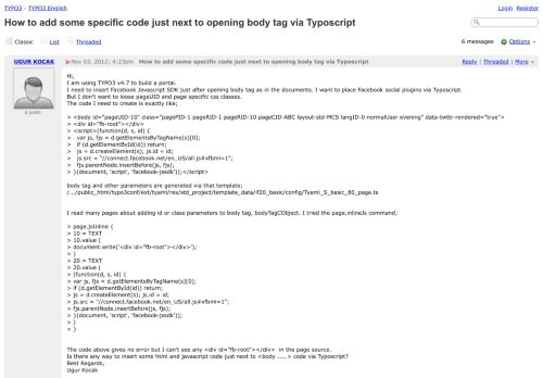 
                            13. TYPO3 English - How to add some specific code just next to opening ...