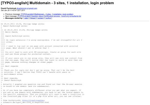 
                            2. [TYPO3-english] Multidomain - 3 sites, 1 installation, login ...