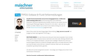 
                            9. TYPO3: Extbase & Fluid-Fehlermeldungen » Maischner Online Business