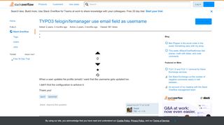 
                            6. TYPO3 felogin/femanager use email field as username - Stack Overflow