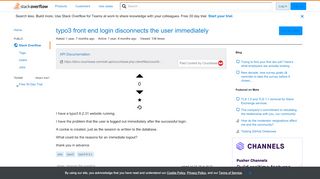 
                            6. typo3 front end login disconnects the user immediately - Stack ...