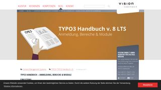 
                            9. TYPO3 Handbuch - Anmeldung, Bereiche & Module | VisionConnect ...