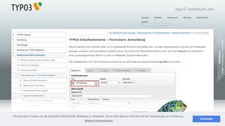 
                            11. TYPO3 Inhaltselemente - Formulare: Anmeldung - typo3-handbuch.net