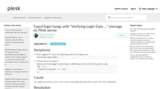 
                            8. Typo3 login hangs with “Verifying Login Data …” message on Plesk ...