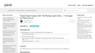 
                            8. Typo3 login hangs with “Verifying Login Data …” message – Plesk ...