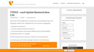 
                            10. TYPO3 – nach Update Backend ohne CSS | - TYPO3 Probleme?