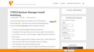 
                            10. TYPO3 Seminar Manager Install Anleitung | - TYPO3 Probleme?