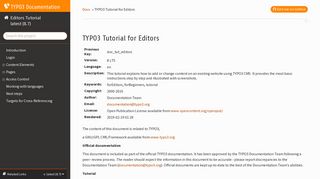 
                            7. TYPO3 Tutorial for Editors — Editors Tutorial latest (8.7) documentation