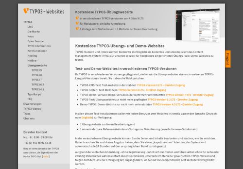 
                            3. TYPO3-Websites - Kostenlose TYPO3-Test- und Übungswebsites