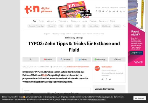 
                            7. TYPO3: Zehn Tipps & Tricks für Extbase und Fluid | t3n – digital pioneers