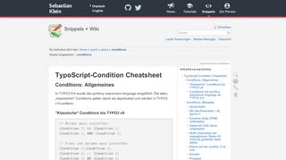 
                            6. typo3:about:conditions [Snippets + Wiki :: Sebastian Klein]