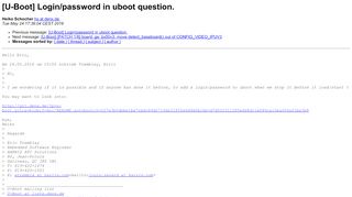 
                            2. [U-Boot] Login/password in uboot question. - Denx